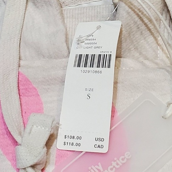 Daily Practice by Anthro Slim Fit Hoodie 74 Floral Graphic Heather Oatmeal S - Picture 7 of 16
